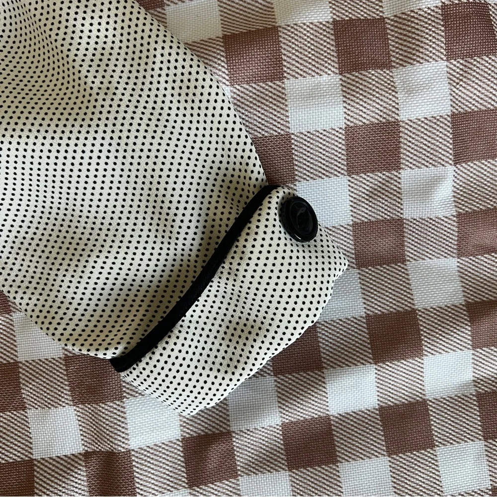 Jones New York 100% Silk Polka Dot Cream Blazer with Black Trim - Picture 6 of 11